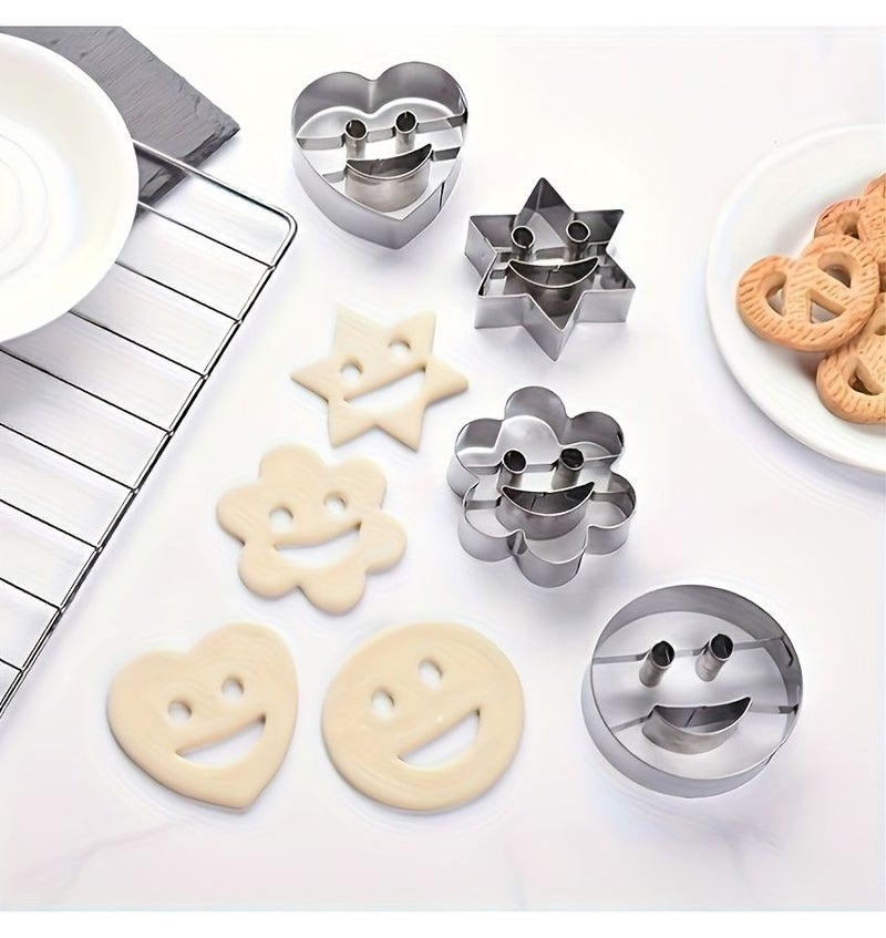 4pc Joyful Face Cookie Cutter Set Stainless Steel Smile Molds for DIY Baking - Image 1