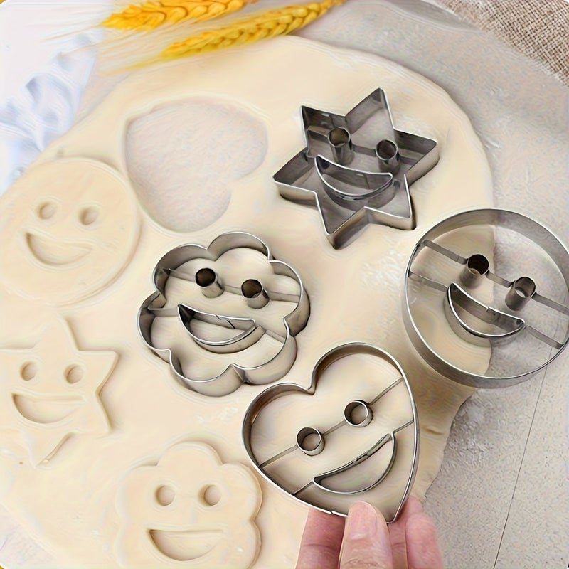4pc Joyful Face Cookie Cutter Set Stainless Steel Smile Molds for DIY Baking - Image 4