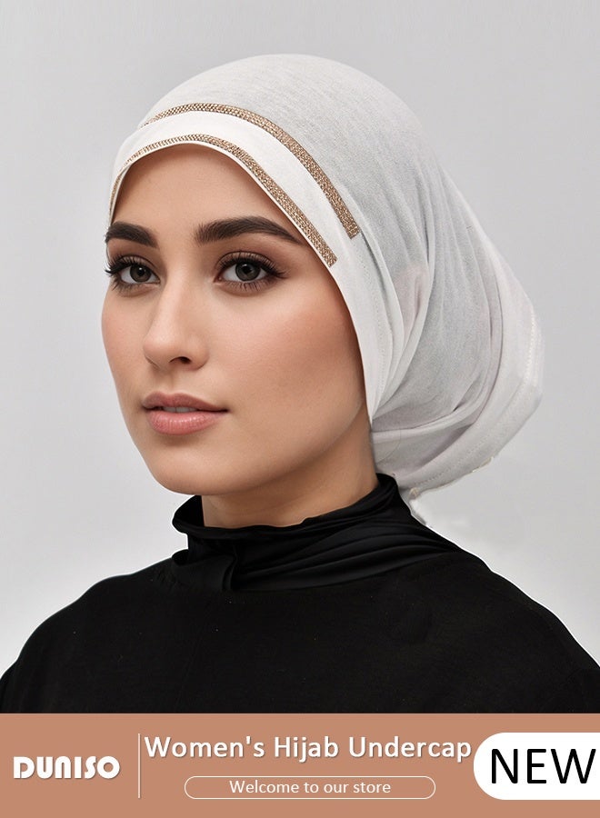 DUNISO Women Hijab Undercap Fashion Solid Color Hijab Tube Premium Headwear Soft Lady Long Hijab Scarf Lightweight Breathable Hot Diamond Islamic Muslim Hijab for Women Girls  - Image 1