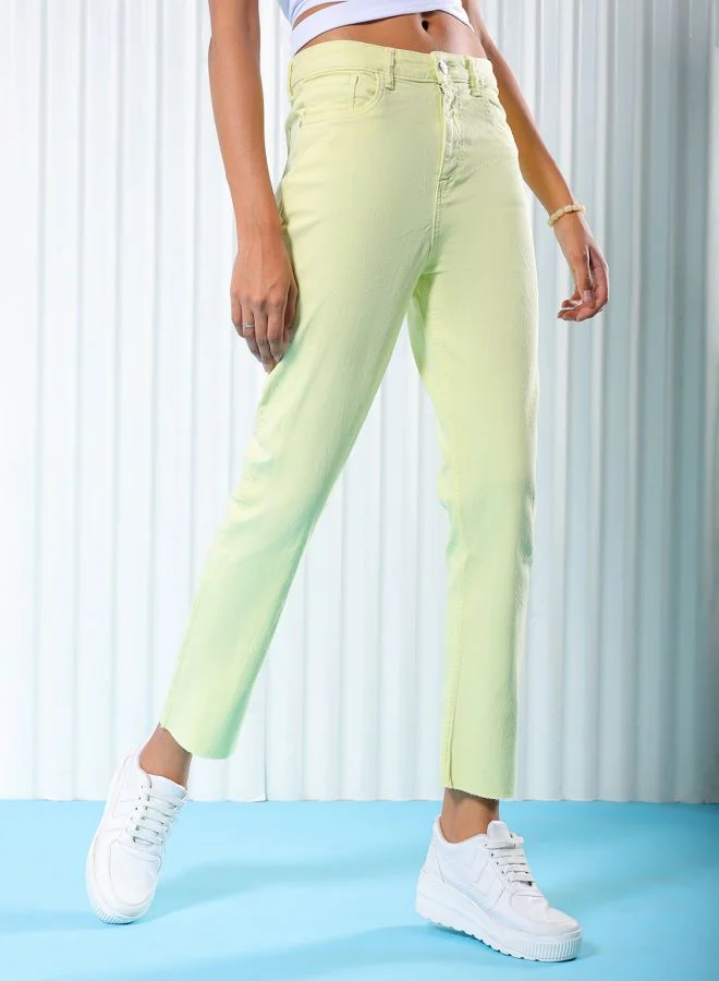 Freehand Women Straight Fit Solid High-Rise Jeans