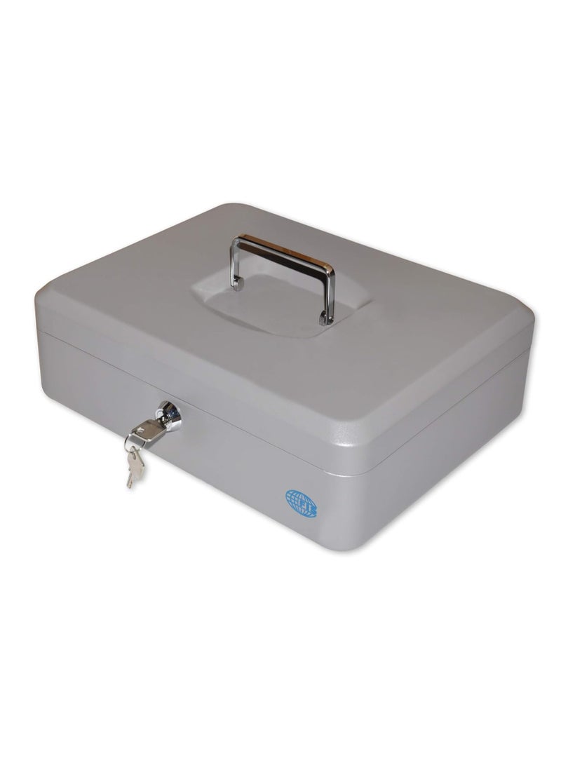 FIS Cash Box with Key 12 Inch, Matt Finish Grey Color - FSCPTS0019GY - Image 1