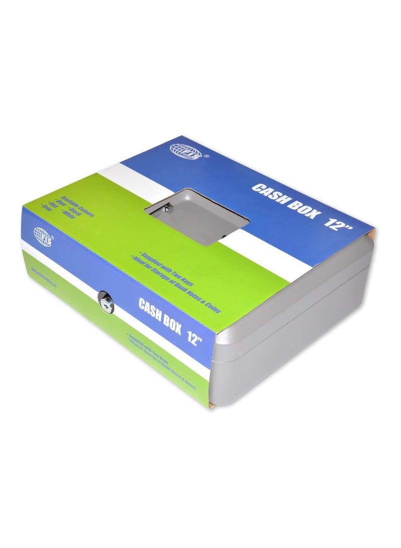 FIS Cash Box with Key 12 Inch, Matt Finish Grey Color - FSCPTS0019GY - Image 3