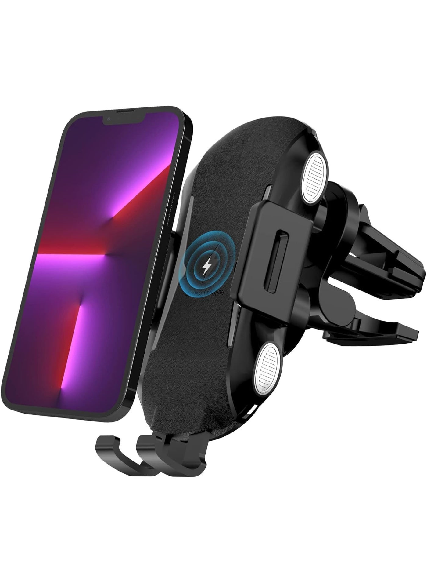 15W Automatic Wireless Car Charger Magnetic Phone Holder, Auto Clamping Air Vent Mount Car Phone Holder for iPhone 17, 16, 15, 14 Pro Max & All Smartphones – 360° Rotation Fast Charging
