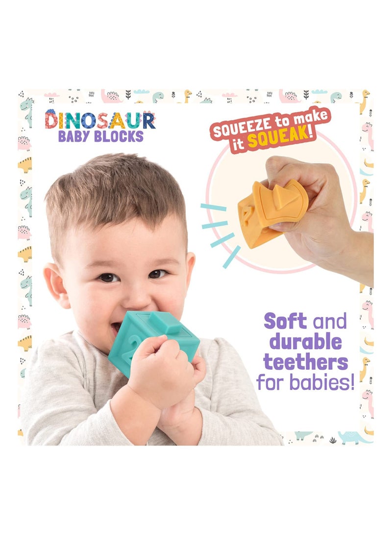 Excefore Sorting Stacking Toys, Soft Building Blocks for Toddlers Babies Montessori Toys, Teething & Squeezing Dinosaur Toys for Boys Girls Infant - Image 2