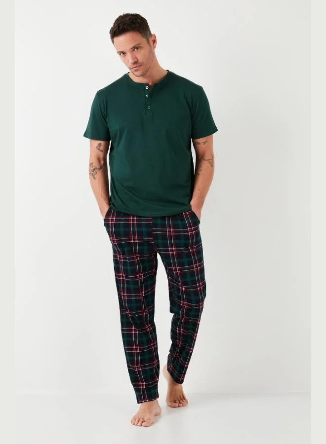 Buratti  Buratti Plaid Cotton Elastic Waist Regular Fit Short Sleeve Pajama Set Men's PAJAMAS SET 6572004 for Men | Best Price UAE
