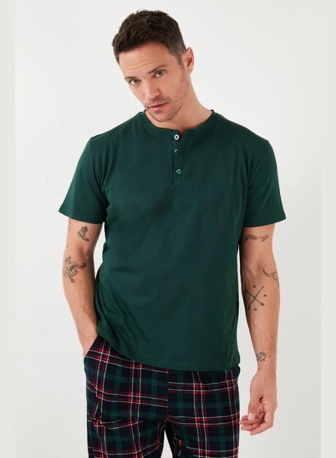 Buratti  Buratti Plaid Cotton Elastic Waist Regular Fit Short Sleeve Pajama Set Men's PAJAMAS SET 6572004 for Men | Best Price UAE