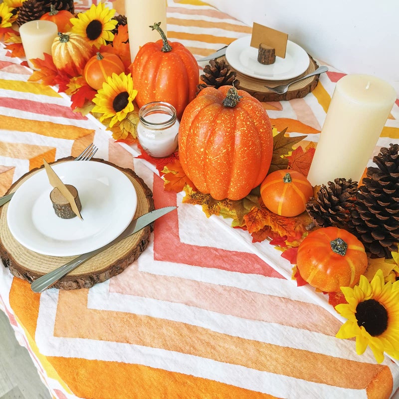 Winlyn Winlyn 7 Pcs Assorted Artificial Orange Pumpkins Harvest Decorative Pumpkins Foam Pumpkins for Farmhouse Rustic Fall Thanksgiving Halloween Tabletop Centerpiece Mantel Shelf Kitchen Decoration  - Image 4