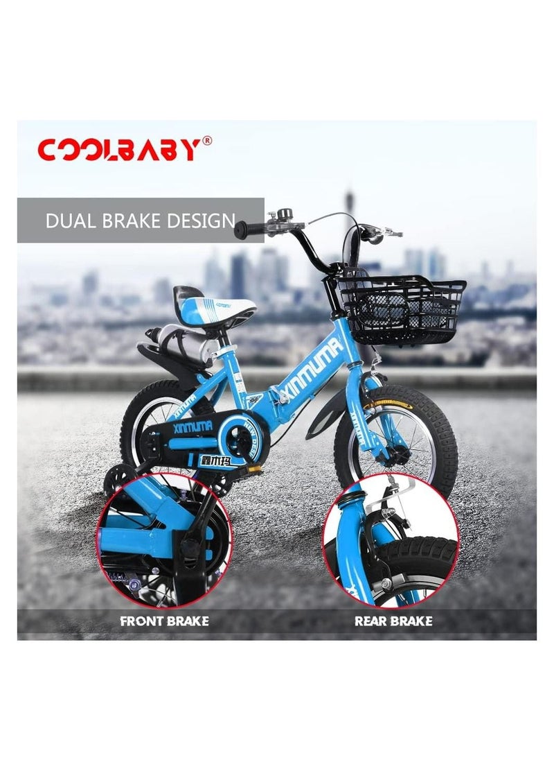 Cool Baby Style 12 inch Kids Bike with Handbrake and Basket with Training Wheels and Fenders Princess Bike  - Image 3