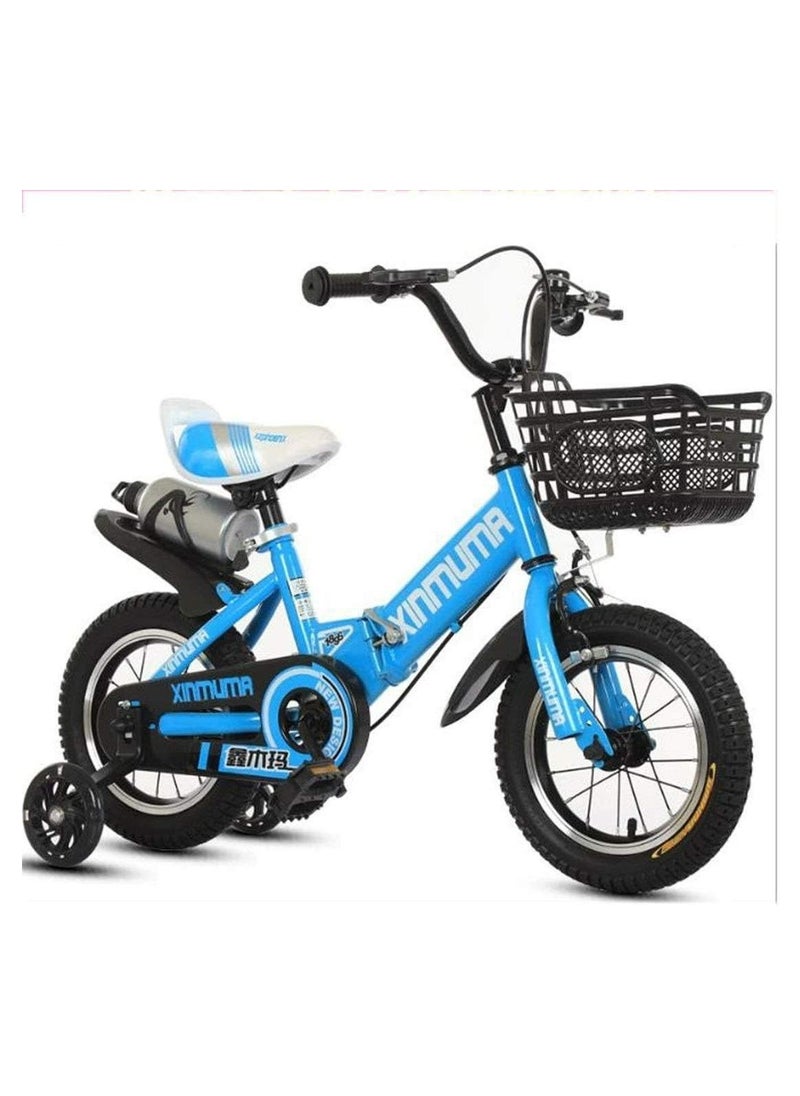 Cool Baby Style 12 inch Kids Bike with Handbrake and Basket with Training Wheels and Fenders Princess Bike  - Image 1