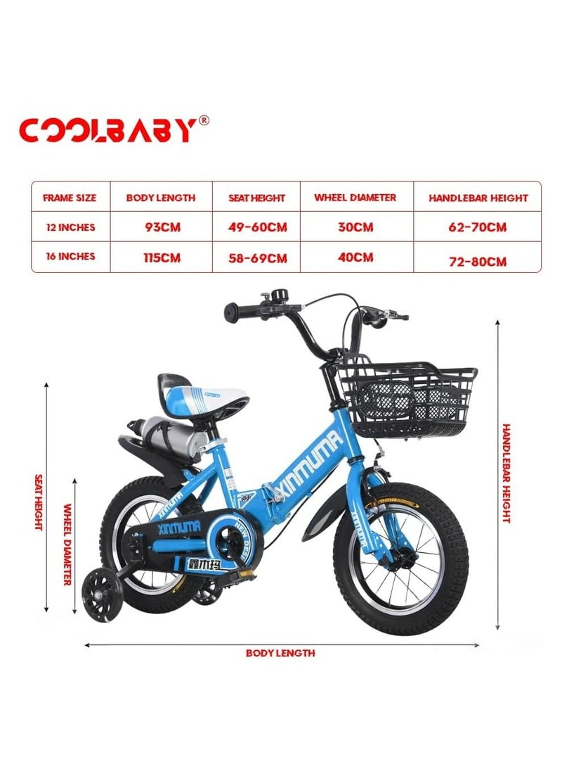 Cool Baby Style 12 inch Kids Bike with Handbrake and Basket with Training Wheels and Fenders Princess Bike  - Image 2