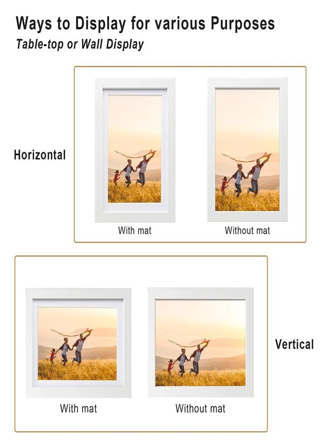 KINLINK إطارات صور كينلينك 5x7 بيضاء، إطارات صور بزجاج حقيقي للصور مقاس 4x6 مع إطار داخلي أو 5x7 بدون إطار داخلي، إطارات صور من الخشب المركب للتعليق على الطاولة أو الحائط، مجموعة من 4 قطع - Image 3