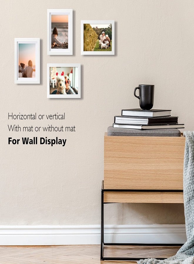 KINLINK إطارات صور كينلينك 5x7 بيضاء، إطارات صور بزجاج حقيقي للصور مقاس 4x6 مع إطار داخلي أو 5x7 بدون إطار داخلي، إطارات صور من الخشب المركب للتعليق على الطاولة أو الحائط، مجموعة من 4 قطع - Image 5