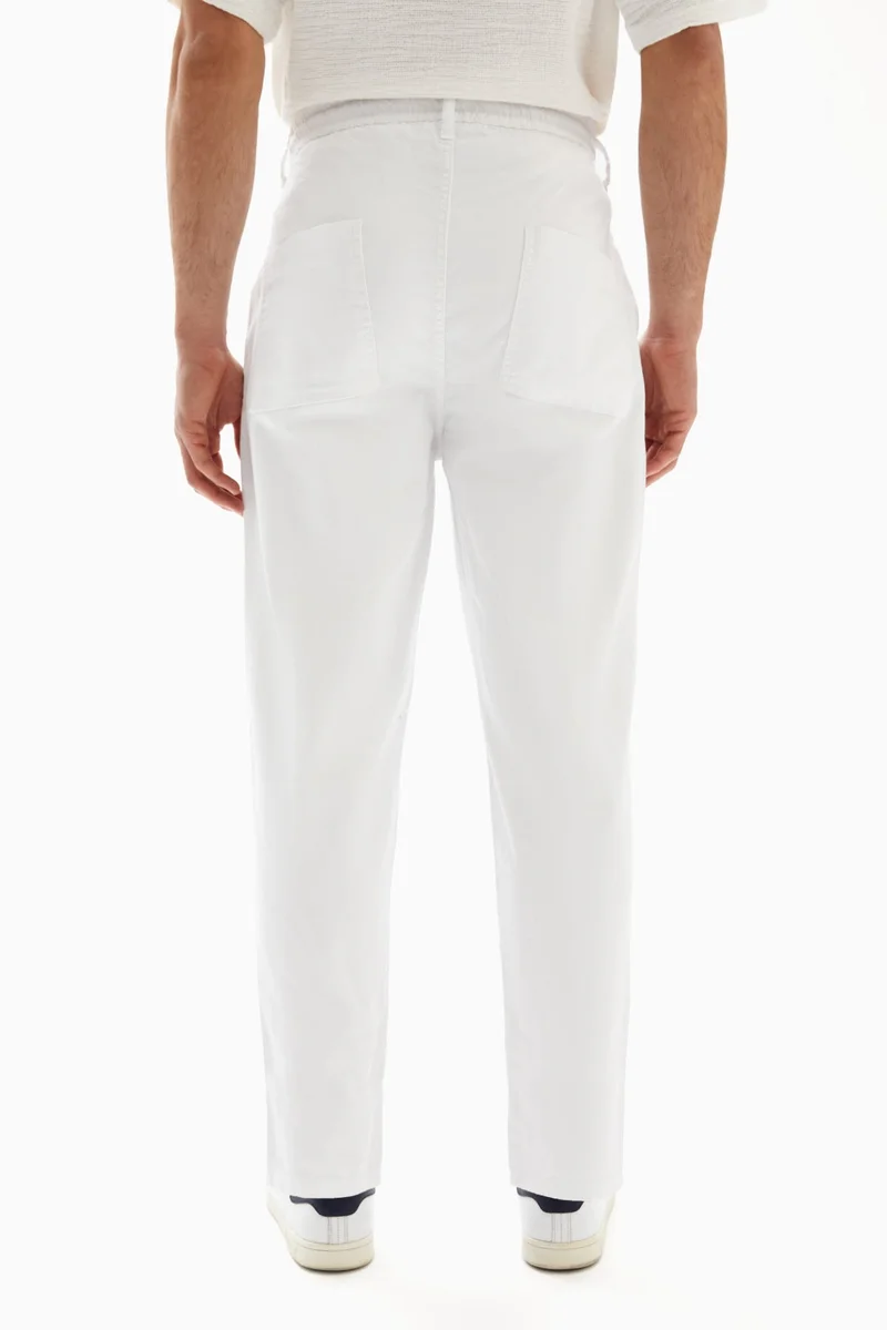 Wecre8 White Drawstrings Slim Trousers By WECRE8