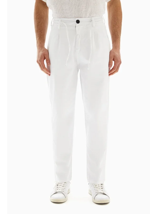 Wecre8 White Drawstrings Slim Trousers