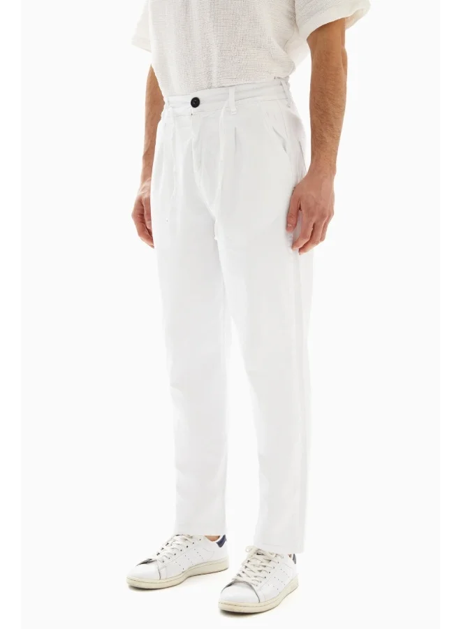 Wecre8 White Drawstrings Slim Trousers