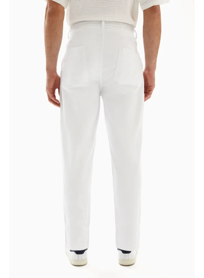 Wecre8 White Drawstrings Slim Trousers