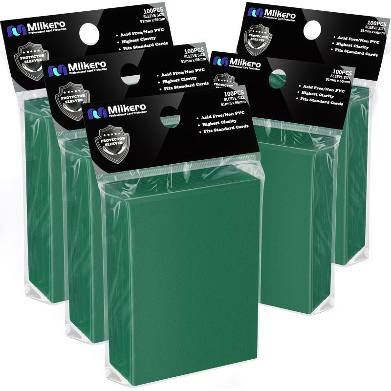 Mlikero 500 Count Card Sleeves, Matte Magic Card Sleeves, Smooth Shuffle & Tear Resistant, Fit for MTG, TCG, CCG (Dark Green) - Image 1