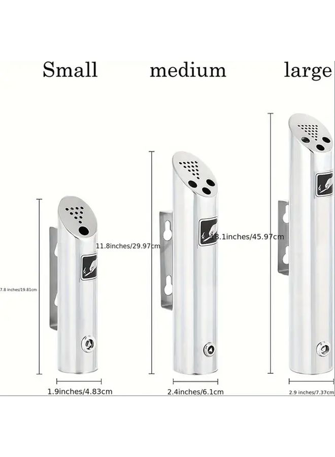 Medium Kadko Stainless Steel Wall Mounted Ashtray Smokeless Design Rust Resistant Durable No Power Required Indoor Outdoor Use Public Spaces Halls Patios Modern Round Corrosion Resistant - Image 2