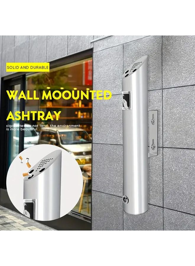 Medium Kadko Stainless Steel Wall Mounted Ashtray Smokeless Design Rust Resistant Durable No Power Required Indoor Outdoor Use Public Spaces Halls Patios Modern Round Corrosion Resistant - Image 3