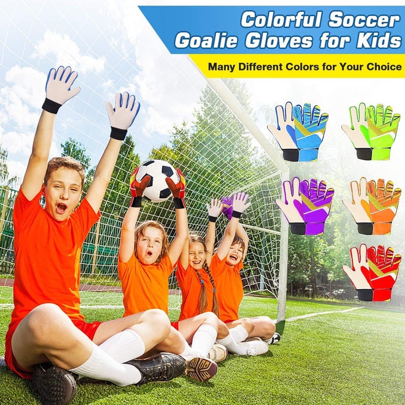 Jalunth Goalkeeper Goalie Soccer Gloves Kids Youth Goal Keeper Field Player Glove Boys Girls Ages 4-6 Years Old Anti-Slip Latex Palm Soft Pu Hand Back Green Size 5 - Image 2