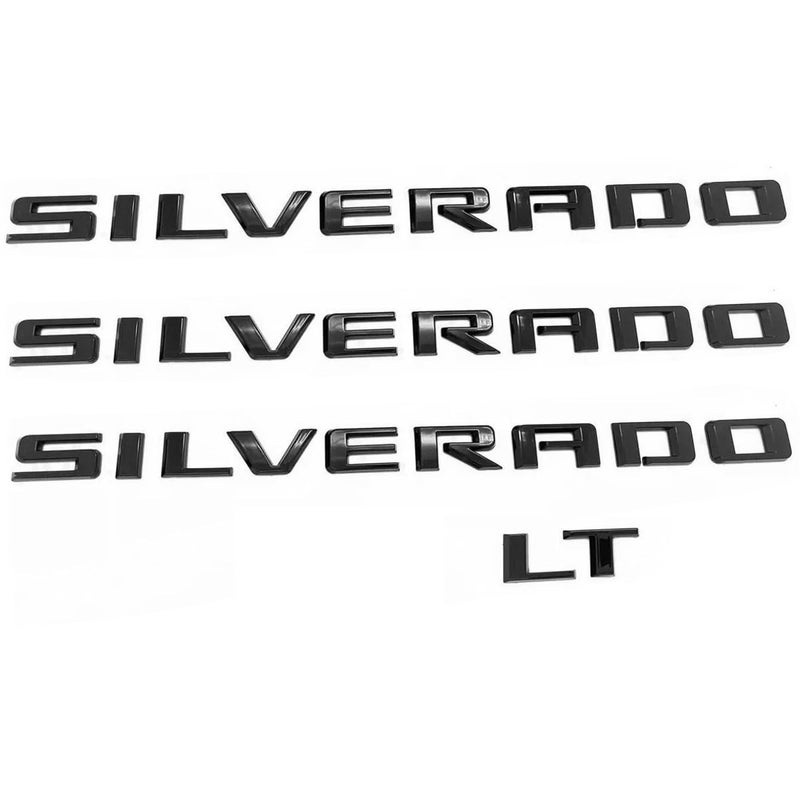 Yoaoo 20192025 4pack OEM Nameplate with LT Emblem 3D Letters Badge Replacement for Silverado 1500 2500HD 3500HD 86539786 Glossy Black