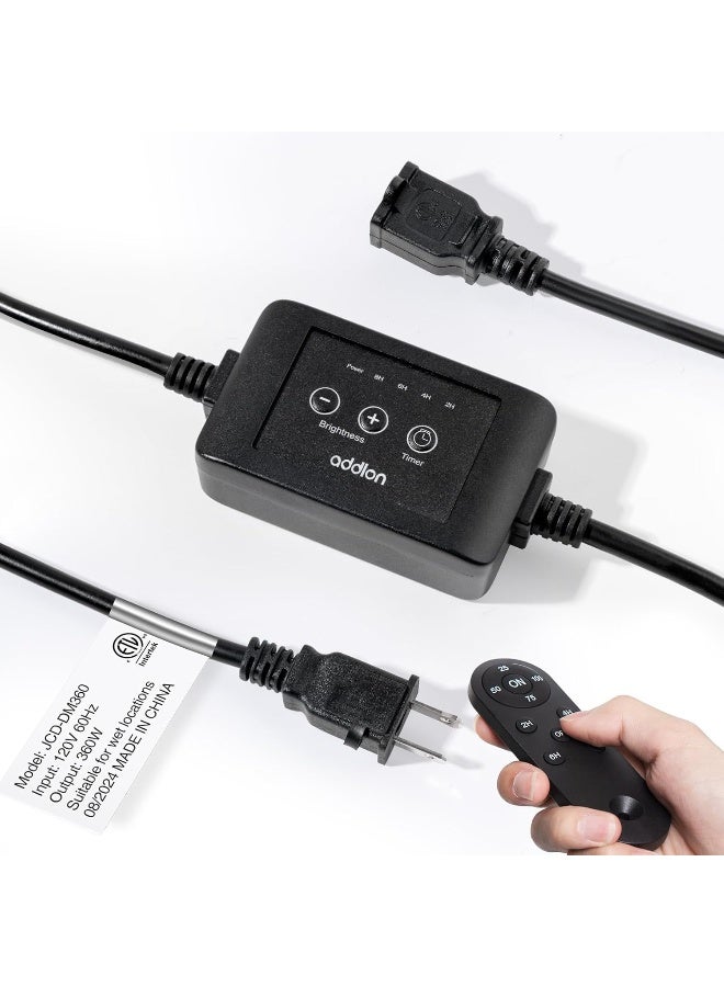 addlon addlon Dimmer for Outdoor String Lights, 300W, Timing 2h/4h/6h/8h, 4 Brightness Level, Remote Control Kit, Control LED String Lights, Convenient Life Style  - Image 1