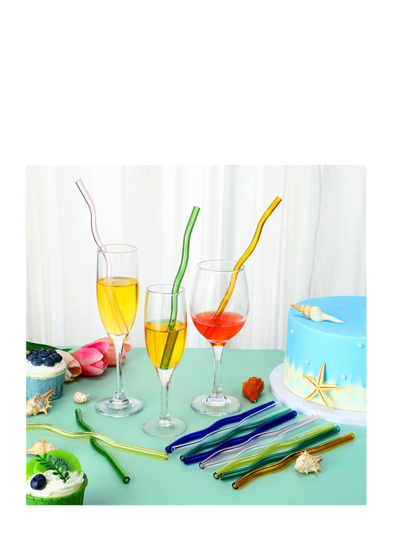 SOLARAE 14 قطعة من المصاصات الزجاجية الملونة المتموجة، 8 × 200 مم من زجاج البورسليكات القابل لإعادة الاستخدام، مثالية للمشروبات، القهوة، الحليب، والشاي - Image 4