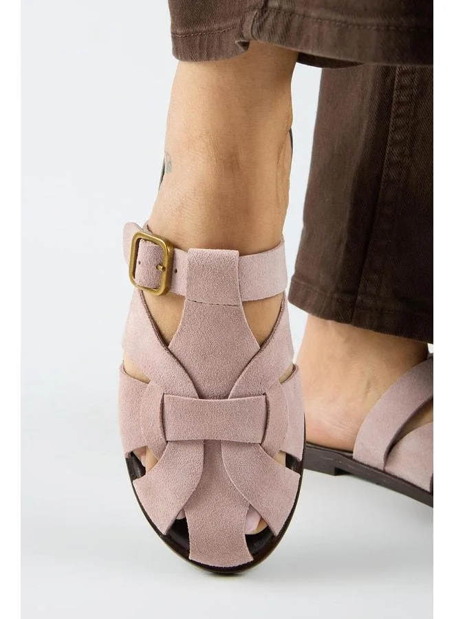 Qurina Women's Real Leather Caged Powder Slippers.