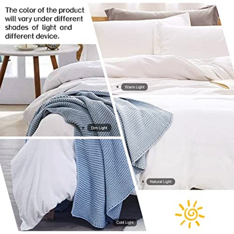Duvet Cover, Washed Microfiber Size Duvet Cover Set, Solid Color - Soft and Breathable with Zipper Closure and Corner Ties - Image 3