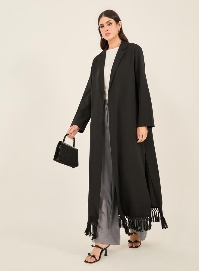 Styli Regular Fit Collared Kimono with Fringe Trim  - Image 1