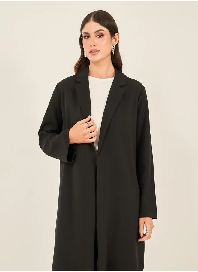 Styli Regular Fit Collared Kimono with Fringe Trim