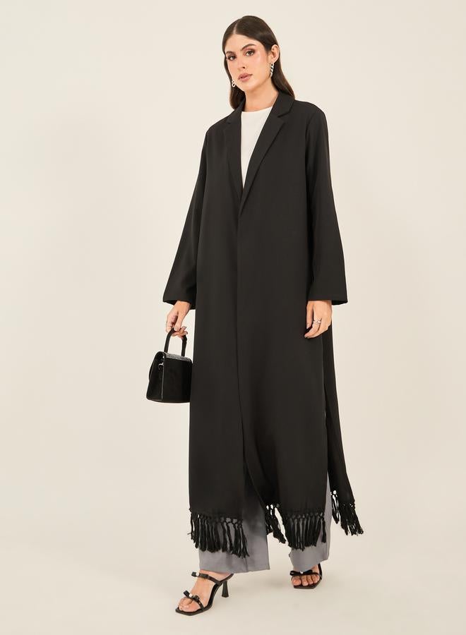 Styli Regular Fit Collared Kimono with Fringe Trim  - Image 2