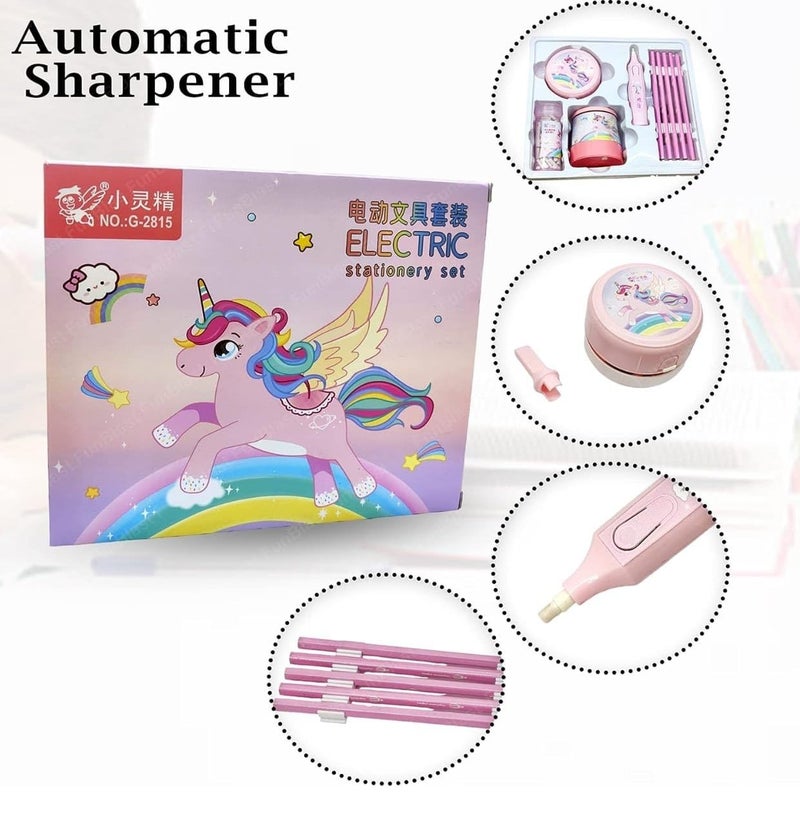 Magicwand Battery Operated Pencil Sharpener,Electric Eraser,Vacuum Cleaner Stationery Set with 10 Eraser Refills for Kids,Adults for Home Office School (Pink) - Image 3