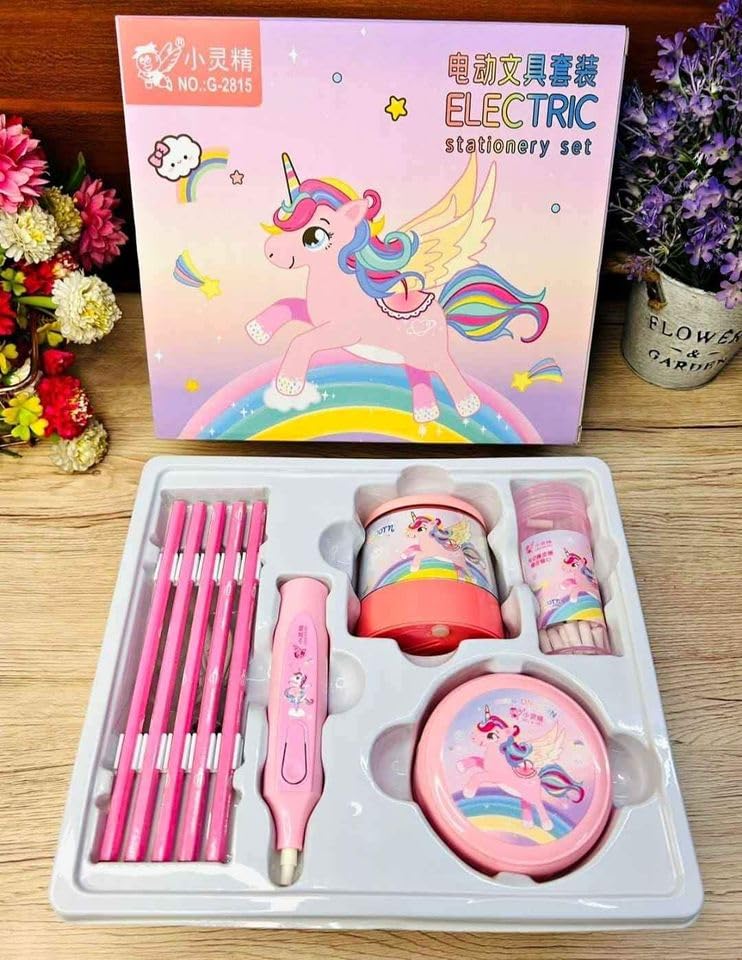Magicwand Battery Operated Pencil Sharpener,Electric Eraser,Vacuum Cleaner Stationery Set with 10 Eraser Refills for Kids,Adults for Home Office School (Pink) - Image 4