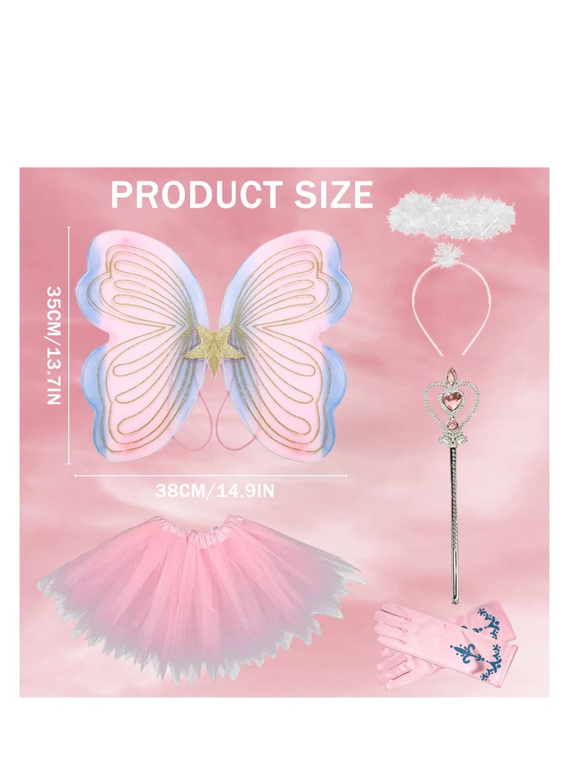 SYOSI Fairy Wings, Butterfly Wings for Girls, Angel Wings, Fairy Costume Dress Up, Sparkling Sheer Wings Angel Wings, for Kids Girls for Kids Halloween, Great for Costume and Theme Parties - Image 3