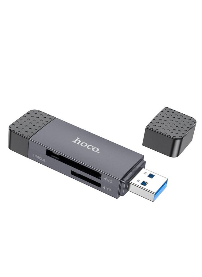 BURAQ - hoco HB45 2 in 1 USB+Type-C 2.0 to SD+TF2.0 Card Reader(Tarnish) - Image 1