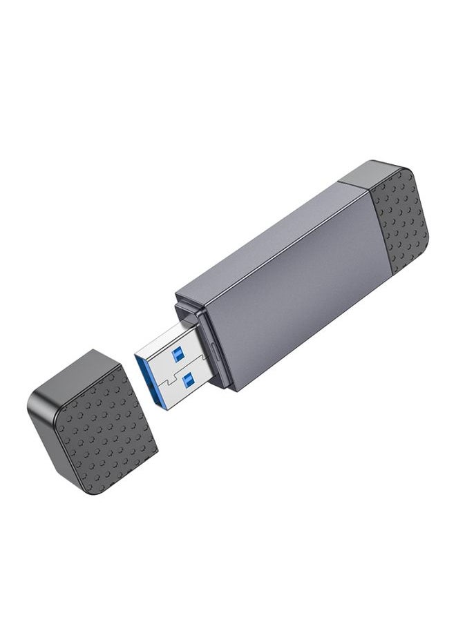 BURAQ - hoco HB45 2 in 1 USB+Type-C 2.0 to SD+TF2.0 Card Reader(Tarnish) - Image 1