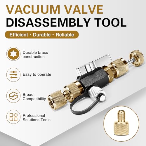 Behonor HVAC Valve Core Removal Tool,Valve Core Remover Installer Tool,1/4"& 5/16" Dual Valve Mega Flow Vacuum-Rated Valve Core Removal Tool,20 Microns Vacuum,Essential HVAC Tools for R32 R410 R22 R12 - Image 3