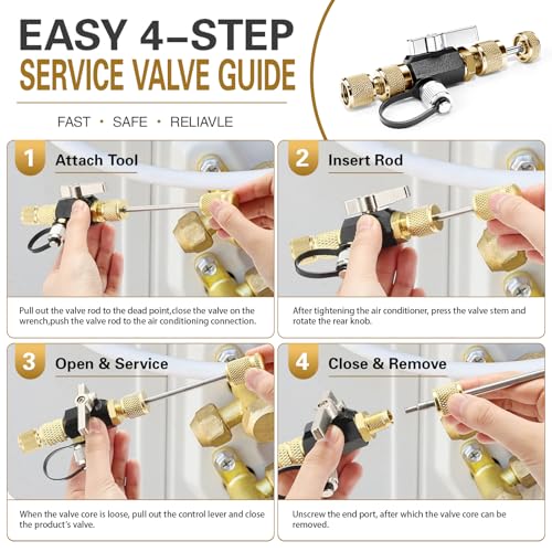 Behonor HVAC Valve Core Removal Tool,Valve Core Remover Installer Tool,1/4"& 5/16" Dual Valve Mega Flow Vacuum-Rated Valve Core Removal Tool,20 Microns Vacuum,Essential HVAC Tools for R32 R410 R22 R12 - Image 4
