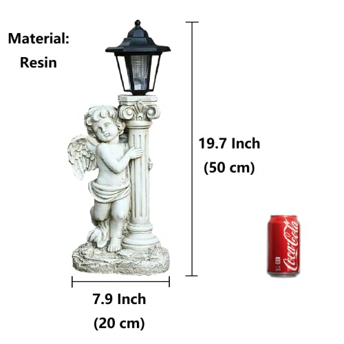 ALOAK Angel Statue with Solar Lights (Left) 19.7 Inch, Outdoor Solar Angel Garden Statue with Roma Pillar for Garden Lawn Deocr, Christian Religious Gift - Image 2