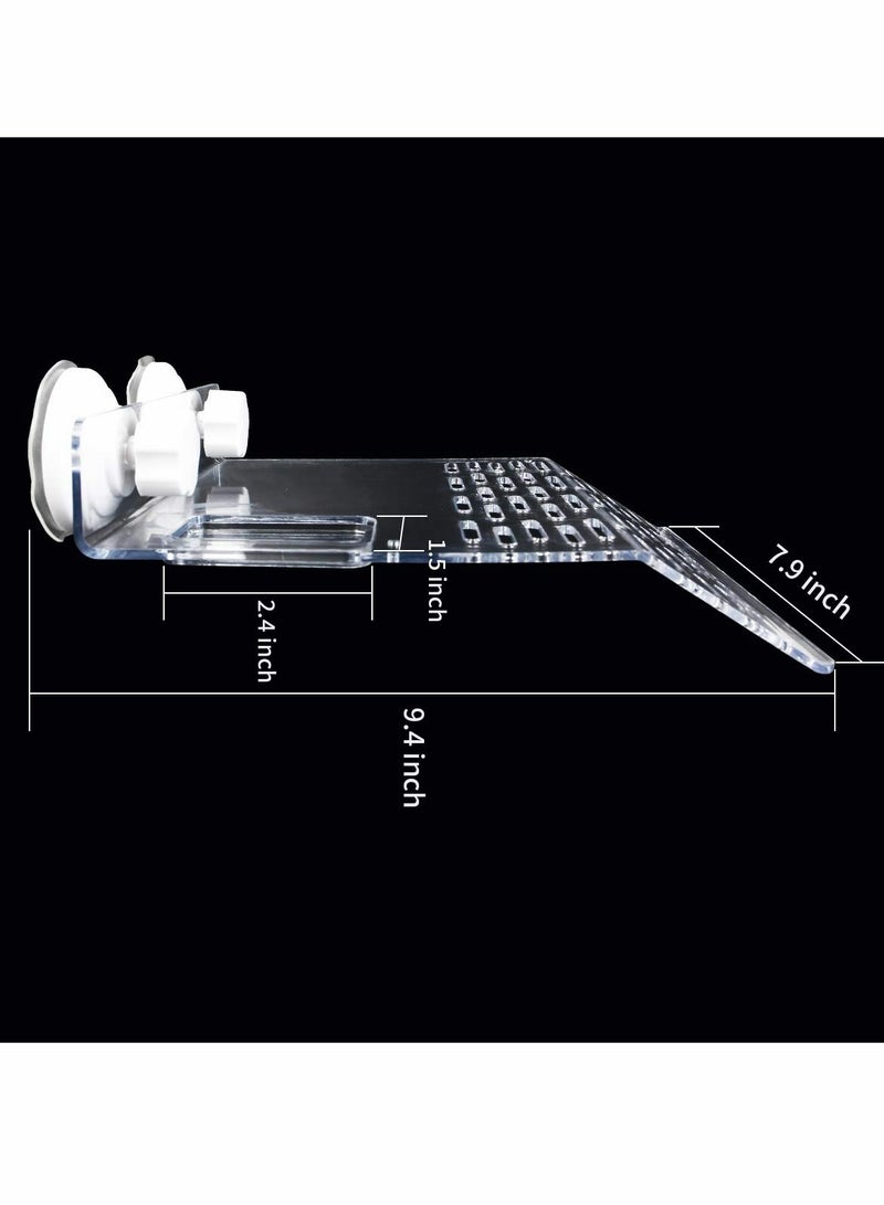 KASTWAVE Turtle Tank Platform, Turtle Basking Platform Aquarium Animal Transparent Sink Wharf for Small Pet Sun Bathing Resting, Reptile Habitat, Climbing Shelf Floating Decor with Sucker Cap - Image 4