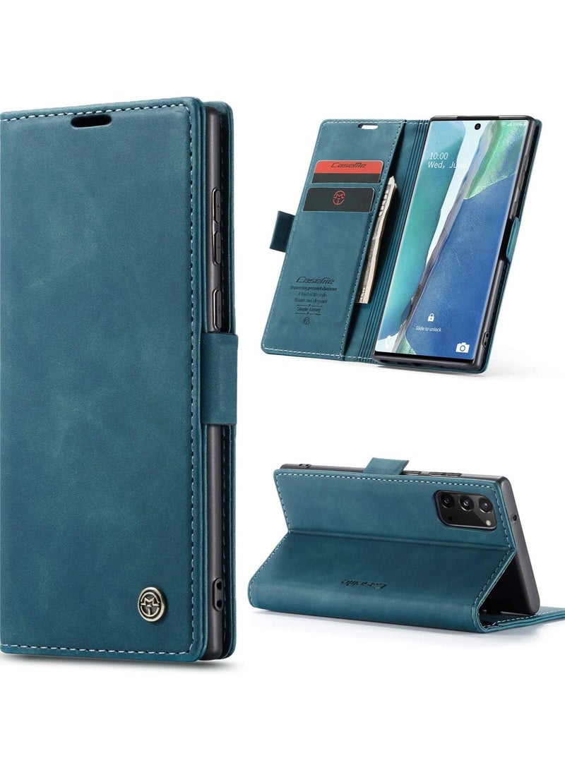 CaseMe Phone Case Luxury PU Leather Design 013 Flip Cover Card Slot Holder Cover For Samsung Galaxy Note 20 (Green)  - Image 1