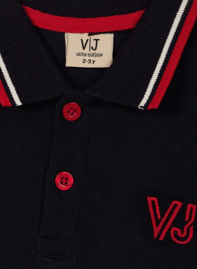 victor and jane Embroidered Logo Detail Polo T-Shirt by Styli
