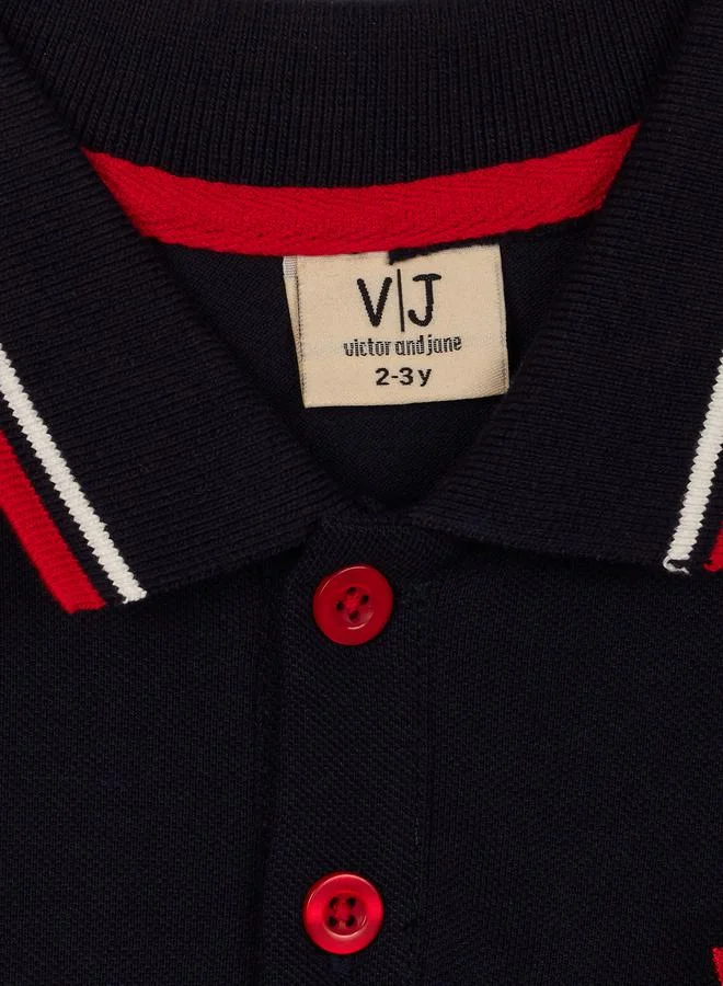victor and jane Embroidered Logo Detail Polo T-Shirt by Styli