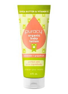 puracy Puracy Organic Baby Lotion, Organic Eczema Moisturizer for Infants and Newborns, Natural Kids Body Lotion for Sensitive Skin, Gentle Calming Lavender & Grapefruit Essential Oils, 8 Ounce  - Image 1