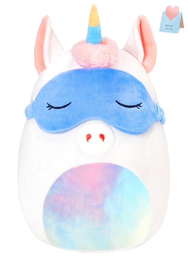 BSTAOFY Cute Unicorn Soft Plush Pillow with Removable Eye Mask Squishy Unicorn Stuffed Animal Cushion Hugging Nap Pillow Valentines Christmas Holiday Birthday Gifts for Toddlers Kids, 12’’ - Image 1
