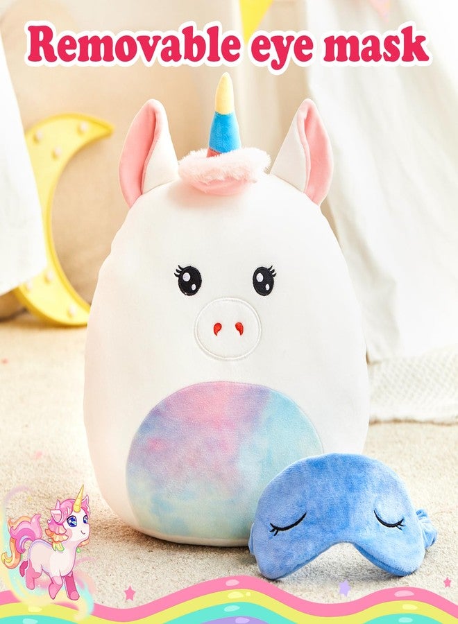 BSTAOFY Cute Unicorn Soft Plush Pillow with Removable Eye Mask Squishy Unicorn Stuffed Animal Cushion Hugging Nap Pillow Valentines Christmas Holiday Birthday Gifts for Toddlers Kids, 12’’ - Image 4