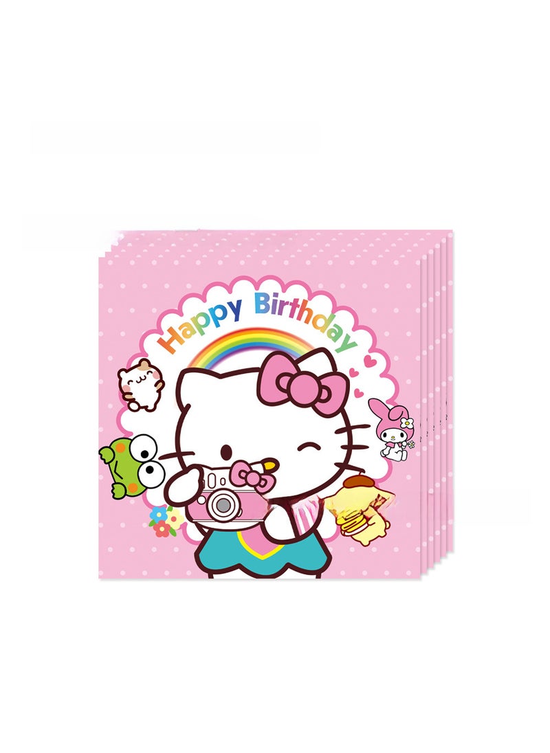Generic New Pink KT Cat Birthday Party Tableware Set Tissue 20P-KT cat 