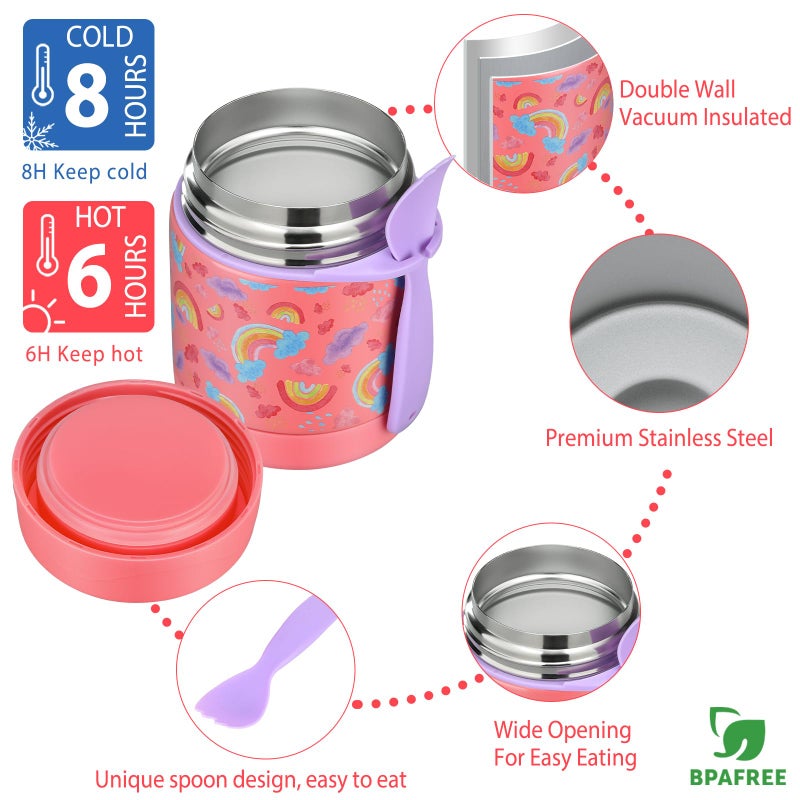 Howeemo Rainbow Bento Lunch Box Set  25.36 Oz Capacity  Stainless Steel Insulated Soup Thermo  Leak-Proof Bento Box  Microwave And Dishwasher Safe - Image 4