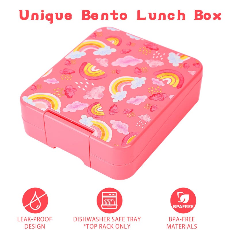 Howeemo Rainbow Bento Lunch Box Set  25.36 Oz Capacity  Stainless Steel Insulated Soup Thermo  Leak-Proof Bento Box  Microwave And Dishwasher Safe - Image 3
